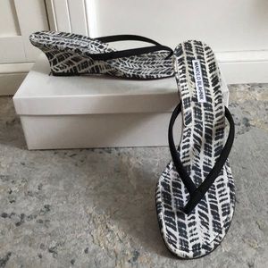 Manolo Blahnik Thong sandal with small wedge heel